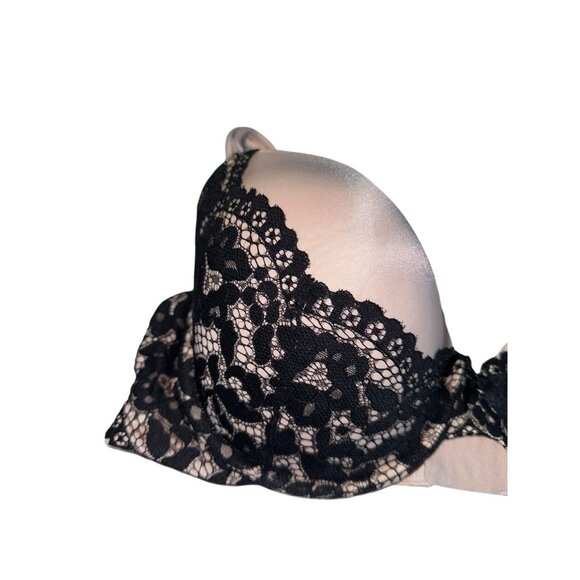 Victorias Secret Lined Demi Bra 38DD Beige Black Lace Underwire - Picture 2 of 7